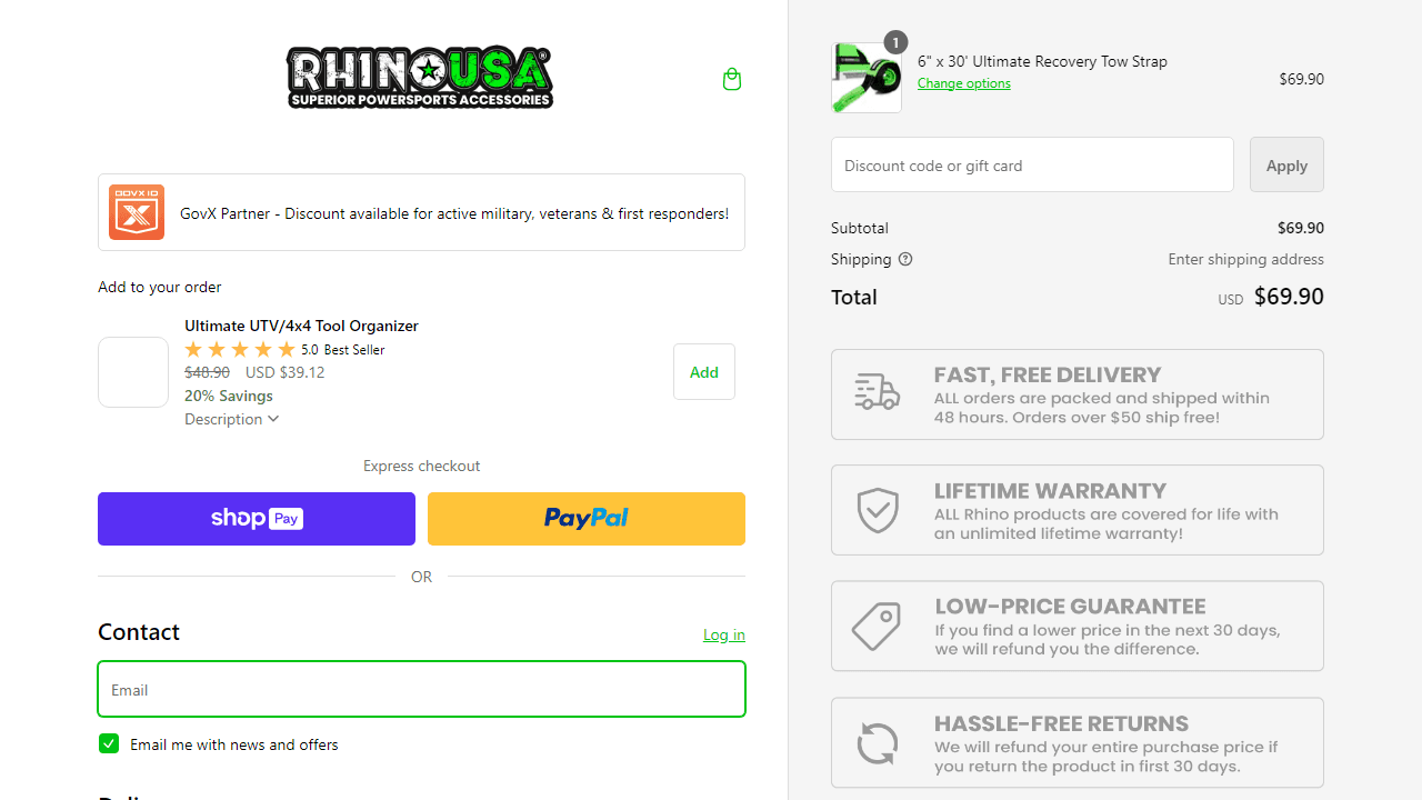How to apply Rhino USA coupon code